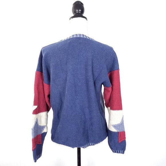Vintage 90s Americana Patriotic Stars TimberLea Pullover Sweater Size Large - Picture 3 of 4
